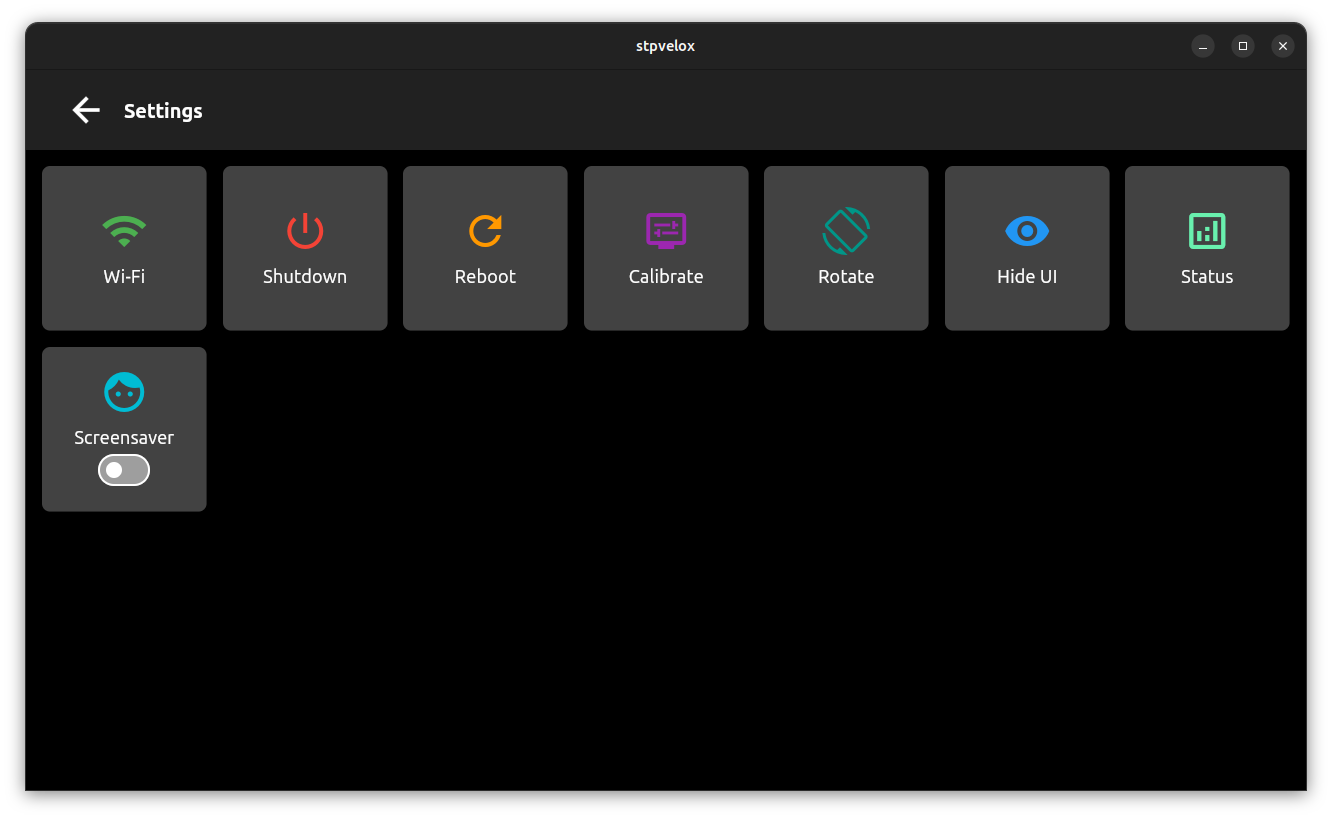 IMG: Homepage for settings