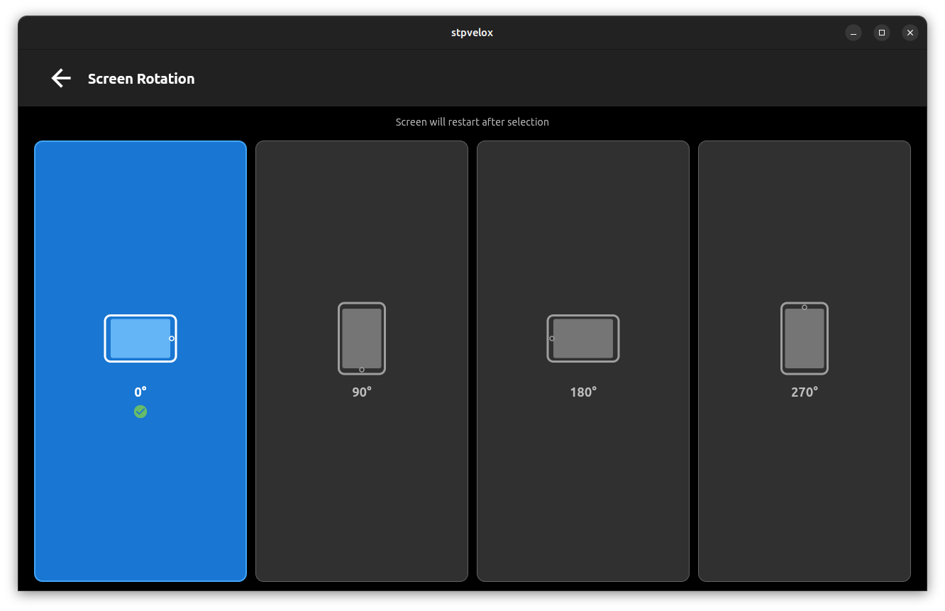 IMG: Screen of the rotation options
