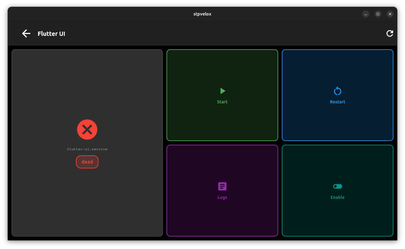 IMG: Example status page of the flutter-ui.service